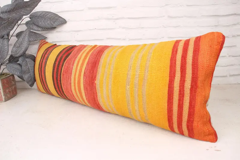 Home Decor Pillow, Bed Pillow Cover, Retro Throw Cushion Cover, Boho Pillow Sham Cover, Pillow for Couch, 12x36 Yellow Pillow, Cushion Cover - 4