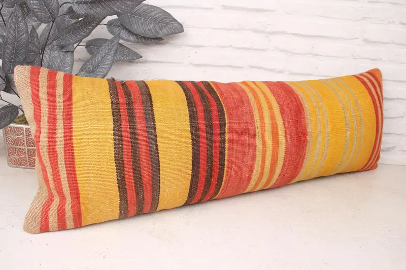 Home Decor Pillow, Bed Pillow Cover, Retro Throw Cushion Cover, Boho Pillow Sham Cover, Pillow for Couch, 12x36 Yellow Pillow, Cushion Cover - 3