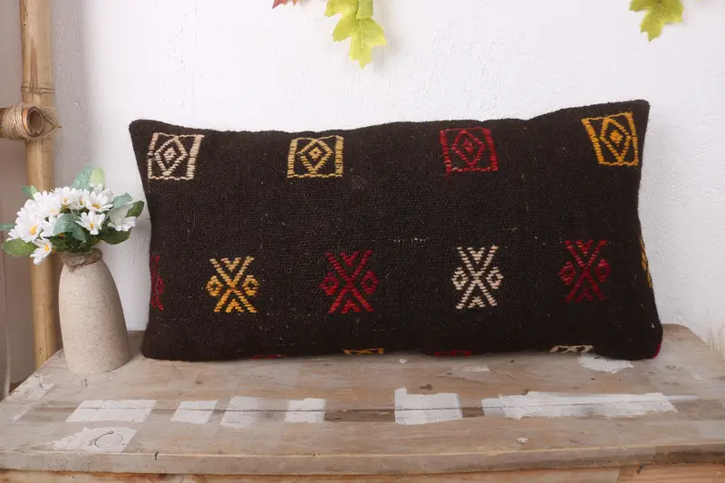 12x24 Brown Pillow Sham, Turkish Pillow, Personalized Gift Pillow Cushion Cover, Cushion Case, Vintage Kilim Pillow, Throw Kilim Pillow - 2