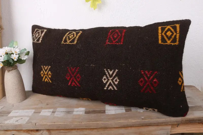 12x24 Brown Pillow Sham, Turkish Pillow, Personalized Gift Pillow Cushion Cover, Cushion Case, Vintage Kilim Pillow, Throw Kilim Pillow - 4