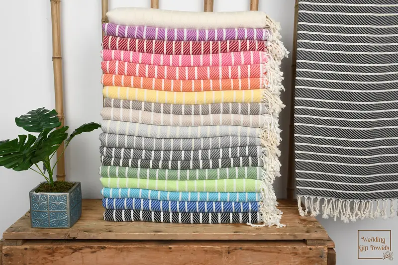 Turkish Bath Towel Bamboo Herringbone, Beige, 40x70 inches