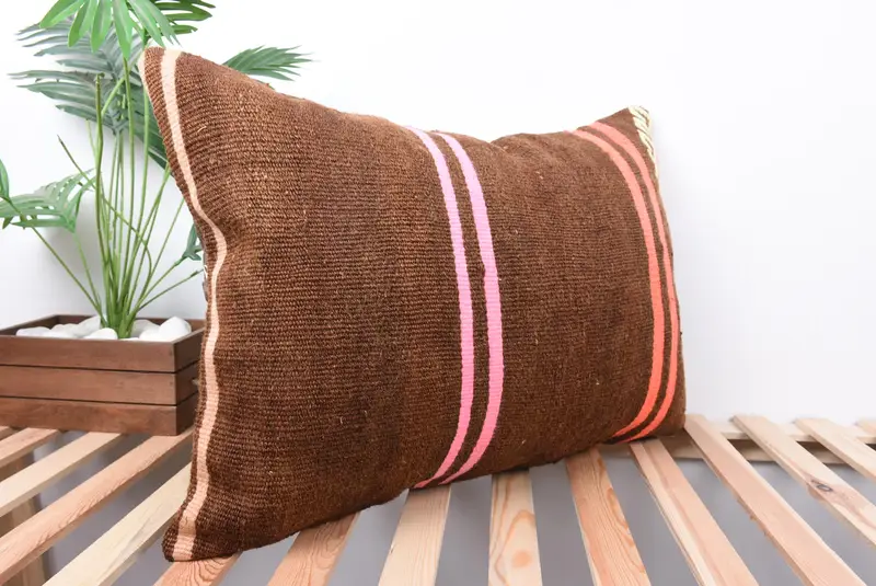 20x28 Brown Pillow, Boho Pillow Sham Cover, Vintage Throw Pillow Cover, Cushion, Vintage Kilim Throw Pillow, Toss Cushion Cover, Boho Pillow - 4