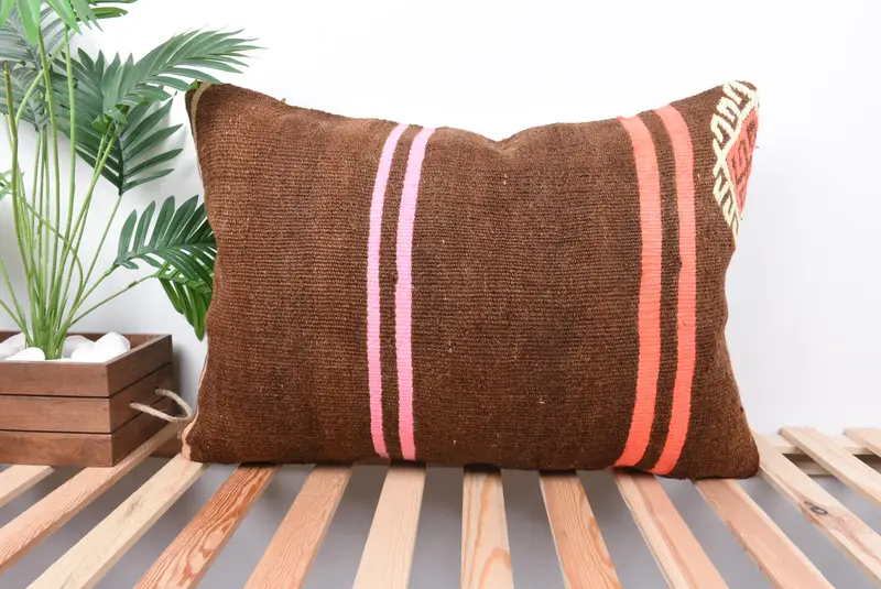 20x28 Brown Pillow, Boho Pillow Sham Cover, Vintage Throw Pillow Cover, Cushion, Vintage Kilim Throw Pillow, Toss Cushion Cover, Boho Pillow - 1