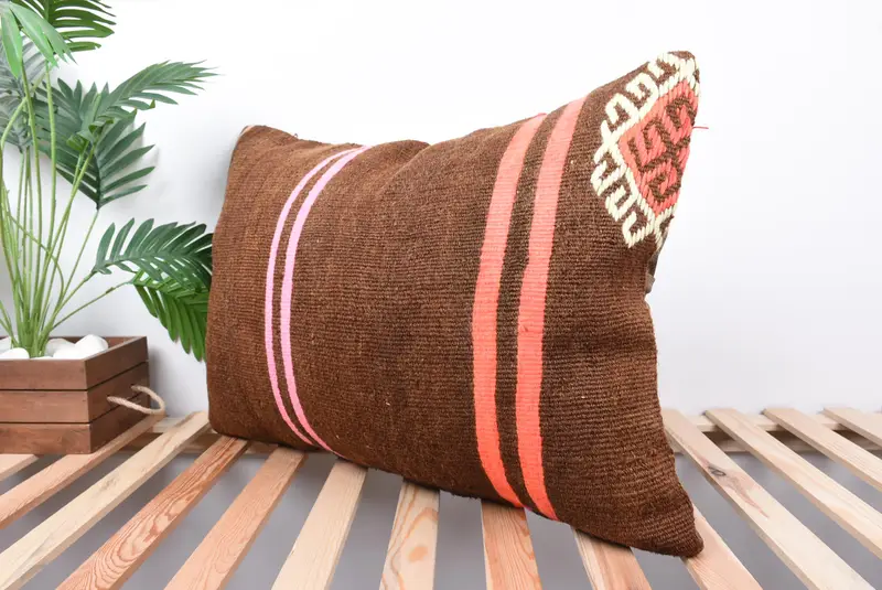 20x28 Brown Pillow, Boho Pillow Sham Cover, Vintage Throw Pillow Cover, Cushion, Vintage Kilim Throw Pillow, Toss Cushion Cover, Boho Pillow - 5