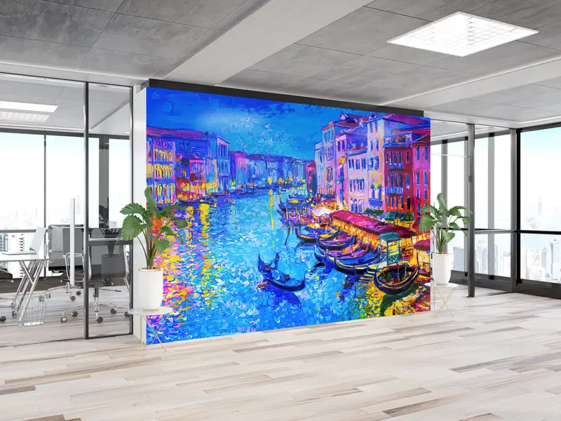 都市の風景の壁の印刷、壁紙、壁の覆い、大運河の風景壁画、イタリア風景デジタルペーパー、ギフトの壁紙、 - 2