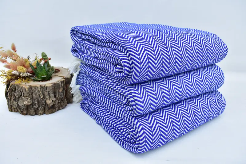 Organic Throw, Boho Throw Blankets, Housewarming Gift, Wedding Gift Customized Blanket, 92x76 Cotton Chevron Towel, Woven Blanket, Gift For Her - 3