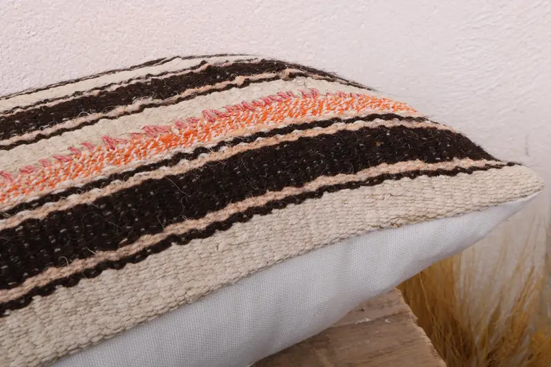 Boho Pillow Sham Cover, Ethnical Kilim Rug Pillow, Vintage Kilim Pillow, 12x24 White Pillow, Pillow Sham, Bolster Cushion Cover - 6