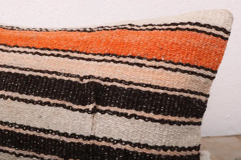 Boho Pillow Sham Cover, Ethnical Kilim Rug Pillow, Vintage Kilim Pillow, 12x24 White Pillow, Pillow Sham, Bolster Cushion Cover - 5