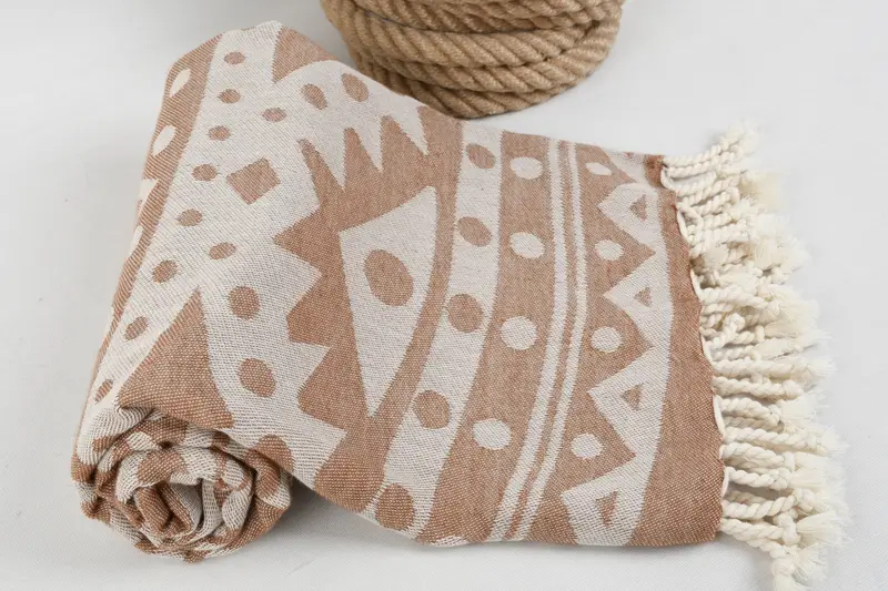 70x40 Cotton Round Pattern Towel, Embroidery Towels, Handwoven Turkish bath towel, Lightweight Turkish towel, Fouta towel, Beach Towel Gift - 8