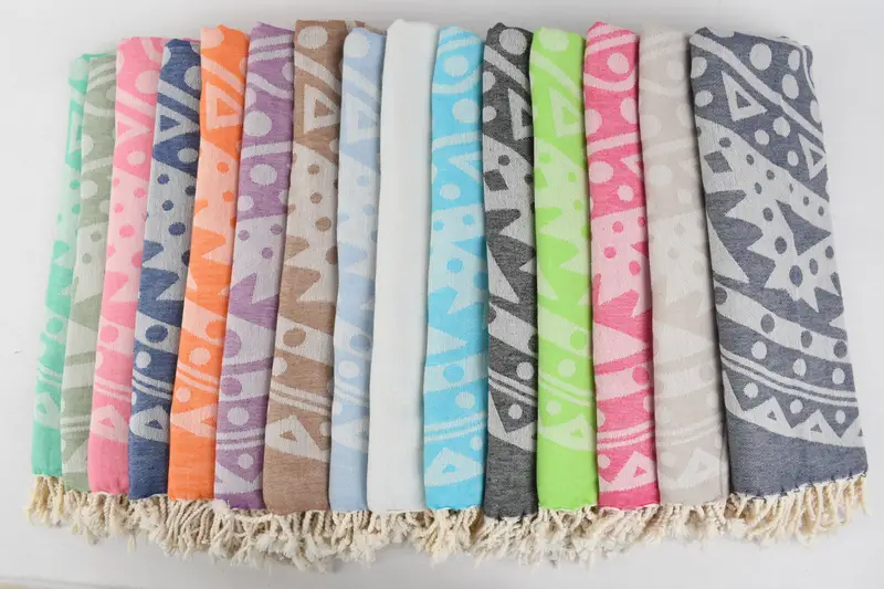 70x40 Cotton Round Pattern Towel, Embroidery Towels, Handwoven Turkish bath towel, Lightweight Turkish towel, Fouta towel, Beach Towel Gift - 2
