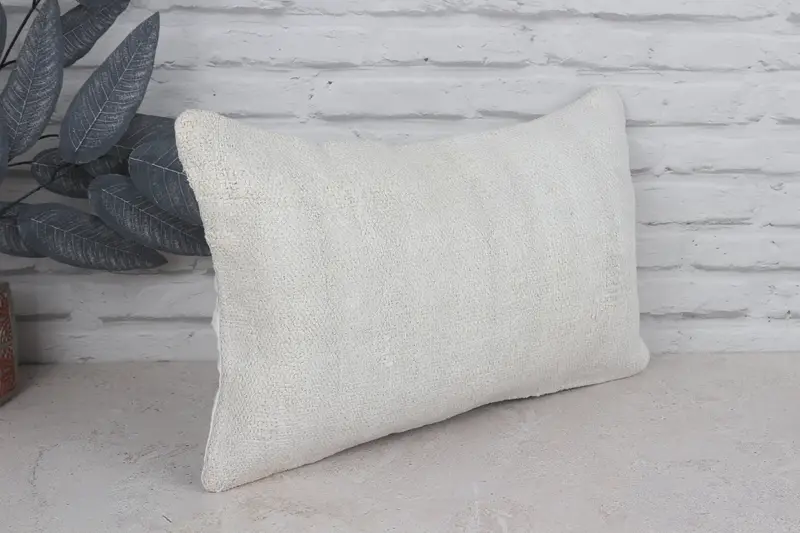 Turkish Pillow, Home Decor Pillow, One Of A Kind Cushion Case, Cushion Cover, Knitted Pillow, 12x20 White Cushion Case, Kilim Pillow Cover - 3