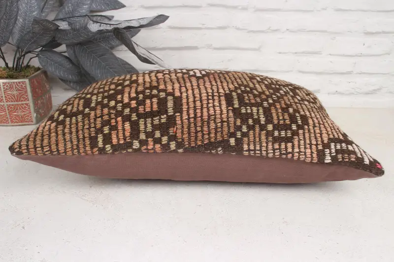 Sustainable Pillow Cover, Christmas Pillow Cover, Cushion, Antique Pillows, 12x20 Brown Pillow Sham, Throw Kilim Pillow, Kilim Pillow - 5