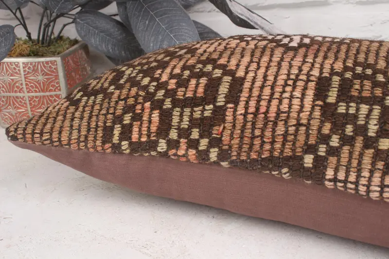 Sustainable Pillow Cover, Christmas Pillow Cover, Cushion, Antique Pillows, 12x20 Brown Pillow Sham, Throw Kilim Pillow, Kilim Pillow - 7