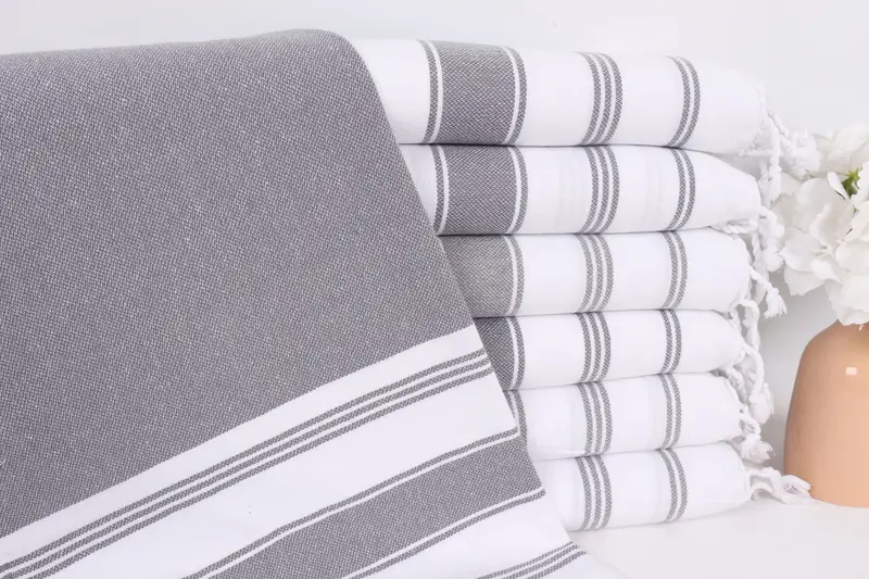 Monogram Mutfak Havlu, Türk Çay Havlusu, Organik Çay Havlusu, Anne Hediyesi, Kişiselleştirilmiş Hediye, 44x22 Pamuklu Çizgili Havlu, Dekoratif Havlu - 1