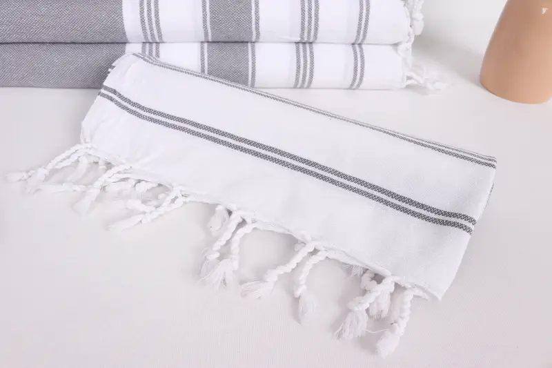 Monogram Mutfak Havlu, Türk Çay Havlusu, Organik Çay Havlusu, Anne Hediyesi, Kişiselleştirilmiş Hediye, 44x22 Pamuklu Çizgili Havlu, Dekoratif Havlu - 4