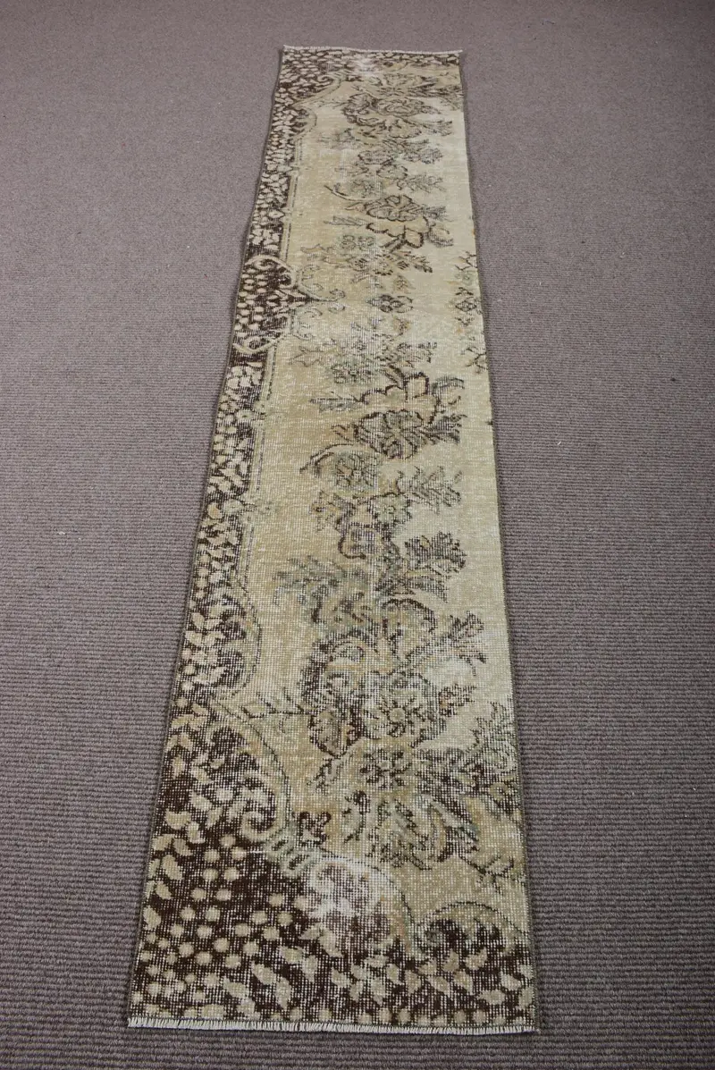 グリーンイカットラグ、1.8x8.7フィートのエレガントな装飾