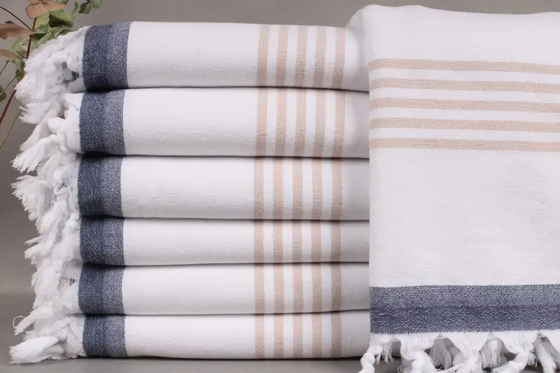 Beach Towel Personalized Turkish Cotton Brown Stripes, 36x67 Inches