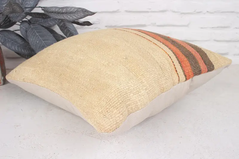 Custom Pillow Case, Cozy Throw Pillow Case, Kilim Pillow Cover, Interior Designer Pillow, Kilim Cushion Sham, Pillow Cover, 16x16 Beige Pillow - 4
