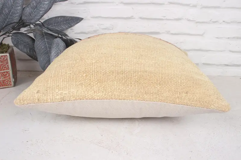 Custom Pillow Case, Cozy Throw Pillow Case, Kilim Pillow Cover, Interior Designer Pillow, Kilim Cushion Sham, Pillow Cover, 16x16 Beige Pillow - 3