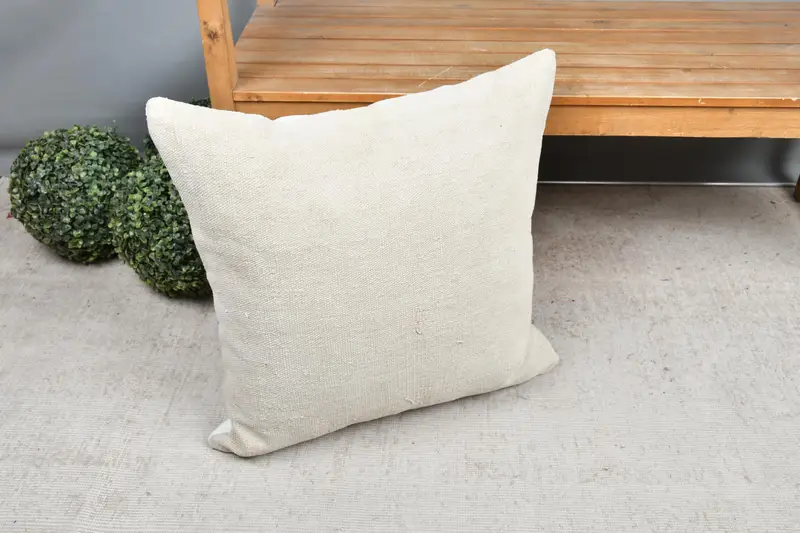 Vintage Kilim Throw Pillow, Interior Designer Pillow, Kilim Pillow, Pillow Case, Rustic Cushion Case, 24x24 White Cushion - 7