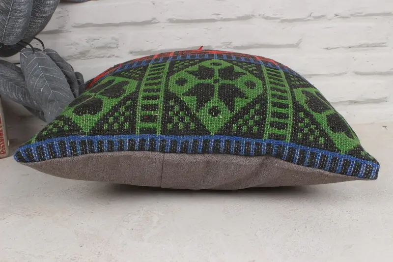 Boho Pillow, Bolster Throw Cushion, Kilim Pillow Cover, 16x16 Red Pillow Case, Vintage Kilim Pillow, Car Pillow, Cushion Cover, Handmade Pillow - 5