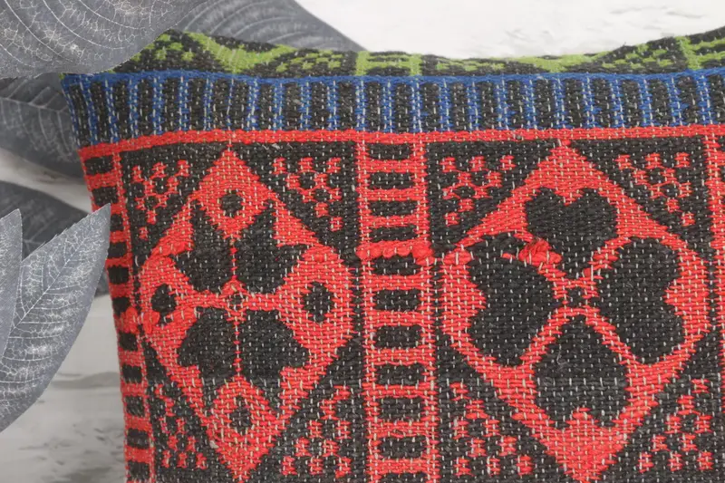 Boho Pillow, Bolster Throw Cushion, Kilim Pillow Cover, 16x16 Red Pillow Case, Vintage Kilim Pillow, Car Pillow, Cushion Cover, Handmade Pillow - 2