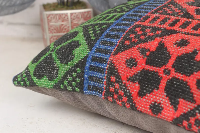 Boho Pillow, Bolster Throw Cushion, Kilim Pillow Cover, 16x16 Red Pillow Case, Vintage Kilim Pillow, Car Pillow, Cushion Cover, Handmade Pillow - 7