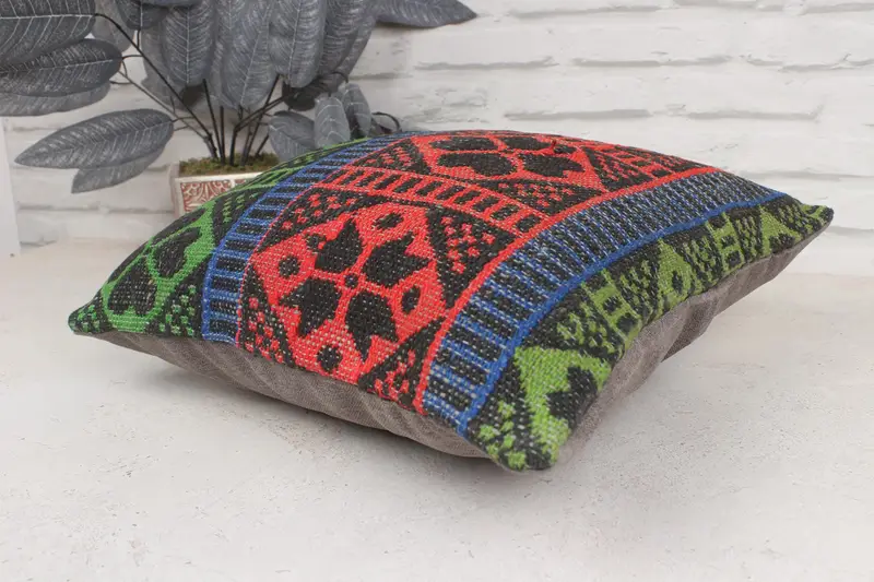 Boho Pillow, Bolster Throw Cushion, Kilim Pillow Cover, 16x16 Red Pillow Case, Vintage Kilim Pillow, Car Pillow, Cushion Cover, Handmade Pillow - 6