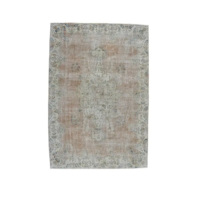 7x10.3 ft Vintage Oversize Rug, Gray Blue Turkish Solid Wool Rug - 1