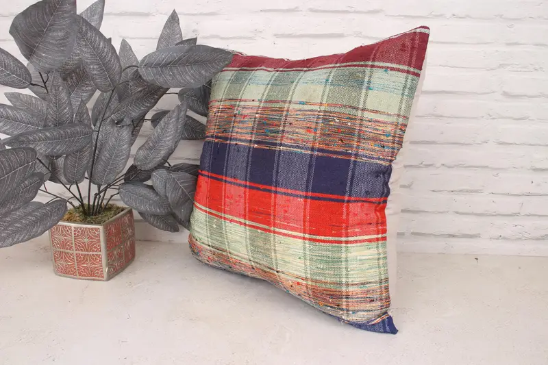 20x20 Blue Pillow Cover, Gift Pillow, Vintage Throw Cushion, Muted Cushion, Pillow Case, Pillow for Sofa, Home Decor Pillow, Neutral Cushion - 4