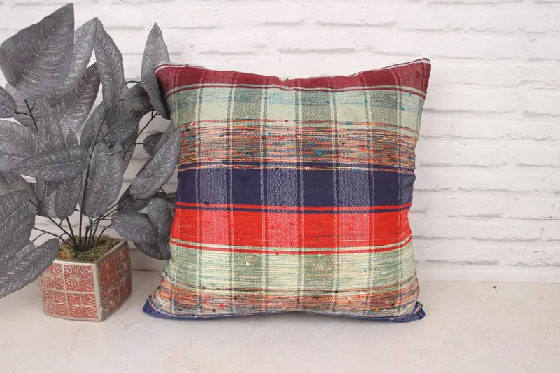 20x20 Blue Pillow Cover, Gift Pillow, Vintage Throw Cushion, Muted Cushion, Pillow Case, Pillow for Sofa, Home Decor Pillow, Neutral Cushion - 1