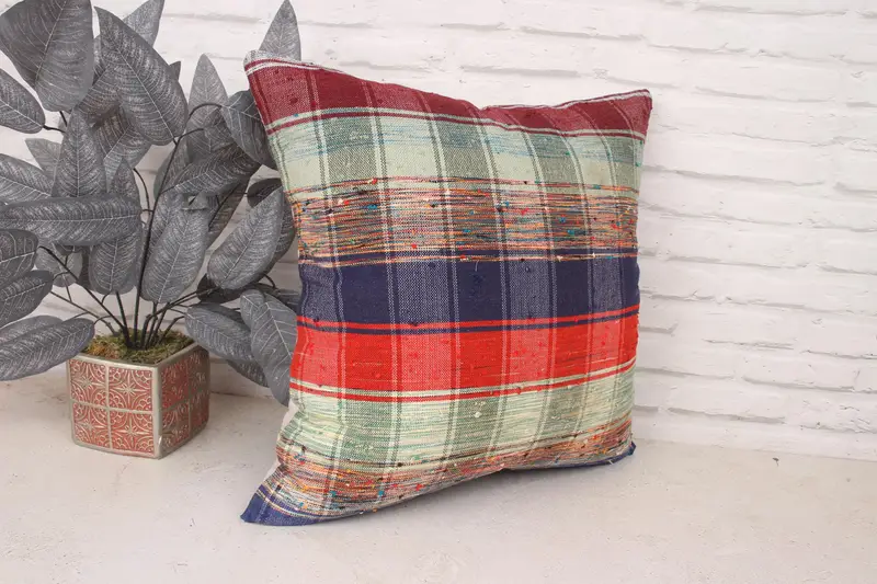 20x20 Blue Pillow Cover, Gift Pillow, Vintage Throw Cushion, Muted Cushion, Pillow Case, Pillow for Sofa, Home Decor Pillow, Neutral Cushion - 3