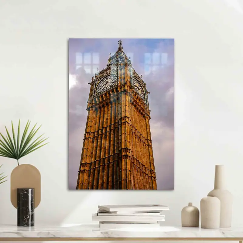 Elegant Printed Glass: Big Ben London Cityscape Design