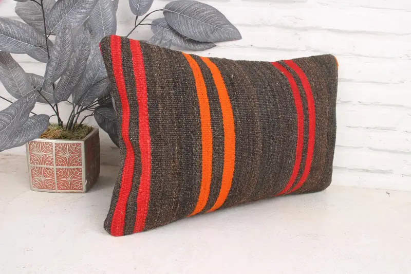 Square Throw Cushion Cover, Boho Pillow Sham Cover, Interior Designer Pillow, 12x20 Red Cushion Cover, Pillow Sham, Pillow for Couch - 3