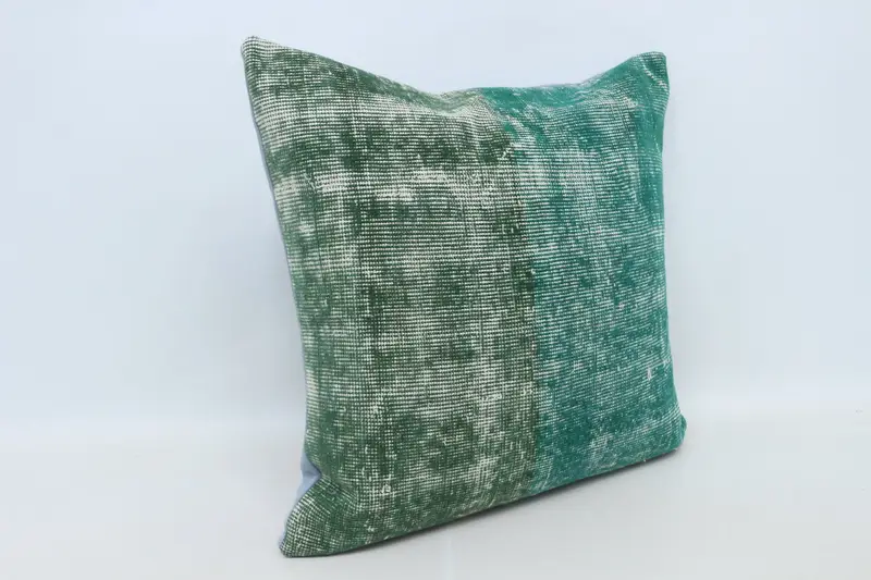 Cushion Case, Boho Pillow Sham Cover, Pillow for Couch, Colorful Pillow, Turkish Rugs Pillow Sham, 28x28 Green Cushion, Ethnical Kilim Rug Pillow - 3