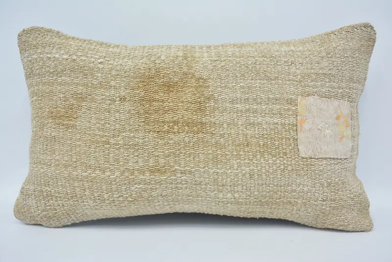Pillow Cover, Boho Pillow, Chair Pillow Sham, Interior Designer Pillow, Kilim Pillow Cover, Retro Throw Pillow, 12x20 Beige Pillow Sham - 1