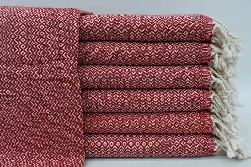 オーガニックトルコバスタオル、レッド、40x70 バスタオル - 1