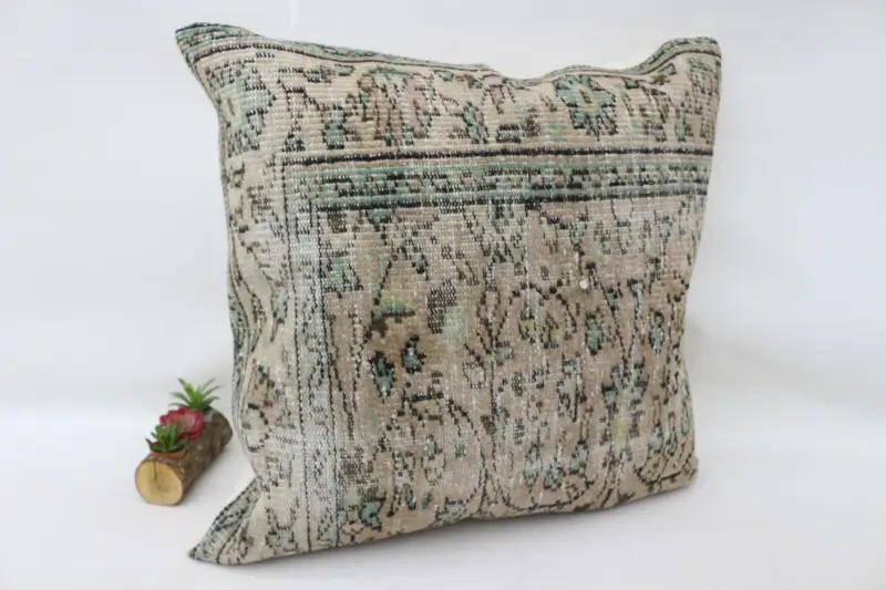 Vintage Kilim Pillow, Art Deco Pillow, 32x32 Beige Cushion, Kilim Pillow, Pillow Cover, Turkish Corner Pillow Case, Pillow for Couch - 3