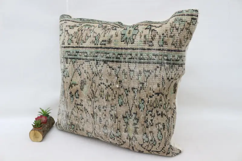 Vintage Kilim Pillow, Art Deco Pillow, 32x32 Beige Cushion, Kilim Pillow, Pillow Cover, Turkish Corner Pillow Case, Pillow for Couch - 5