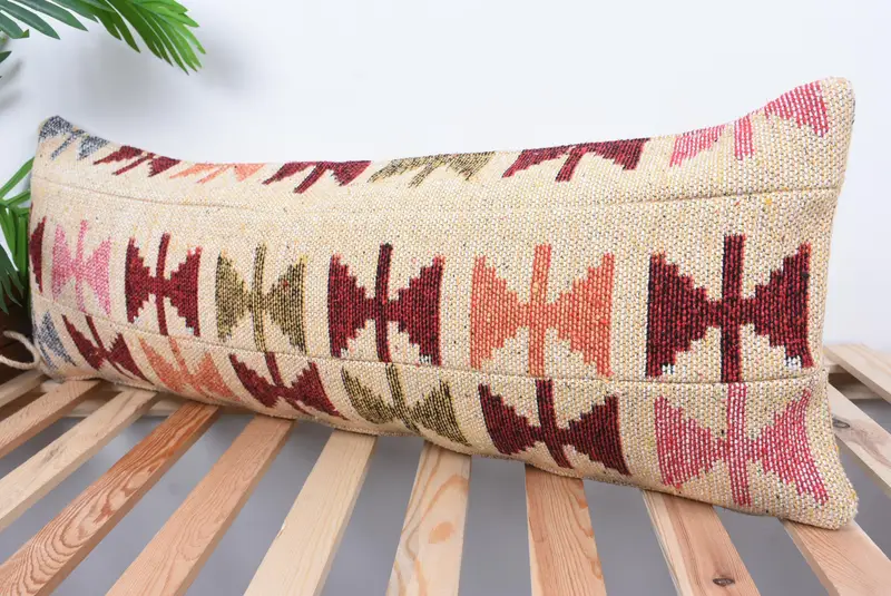 Bright Pillow Cover, 12x36 Beige Pillow Case, Pillow, Turkish Pillow, Kilim Pillow Cover, Anatolian Cushion Case, Interior Designer Pillow - 5