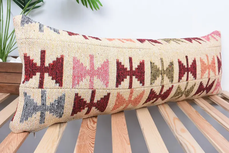 Bright Pillow Cover, 12x36 Beige Pillow Case, Pillow, Turkish Pillow, Kilim Pillow Cover, Anatolian Cushion Case, Interior Designer Pillow - 4