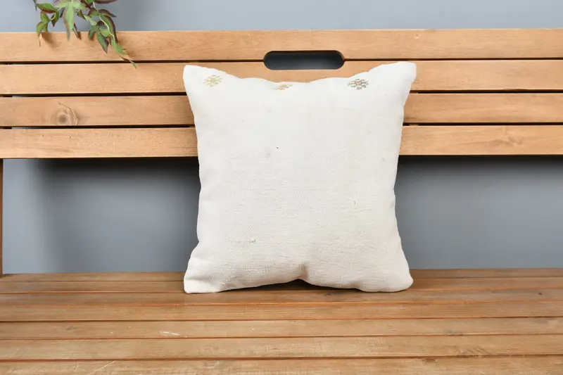 Home Decor Pillow, 16x16 White Pillow Cover, Pillow Case, Chair Pillow, Kilim Pillow, Nomadic Cushion Cover, Handmade Kilim Cushion - 6