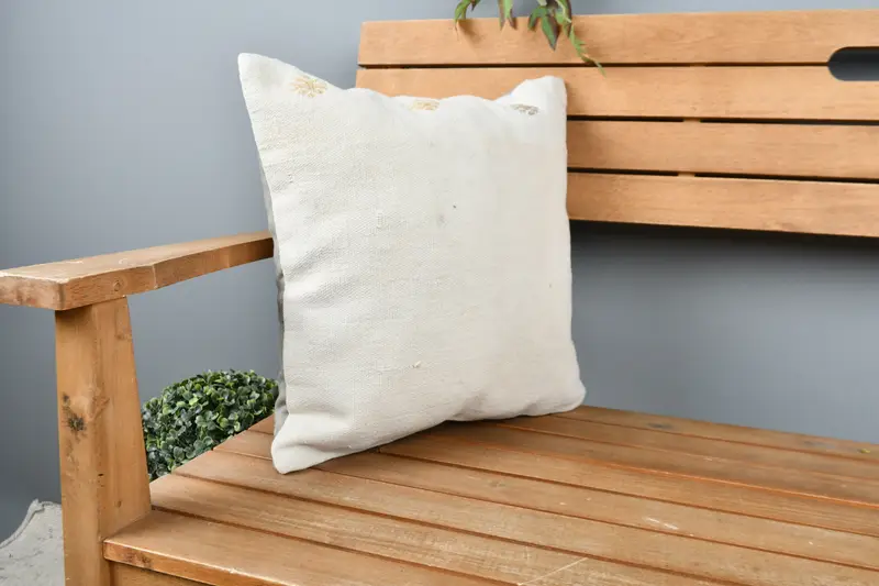Home Decor Pillow, 16x16 White Pillow Cover, Pillow Case, Chair Pillow, Kilim Pillow, Nomadic Cushion Cover, Handmade Kilim Cushion - 1
