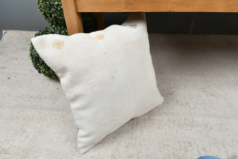 Home Decor Pillow, 16x16 White Pillow Cover, Pillow Case, Chair Pillow, Kilim Pillow, Nomadic Cushion Cover, Handmade Kilim Cushion - 7