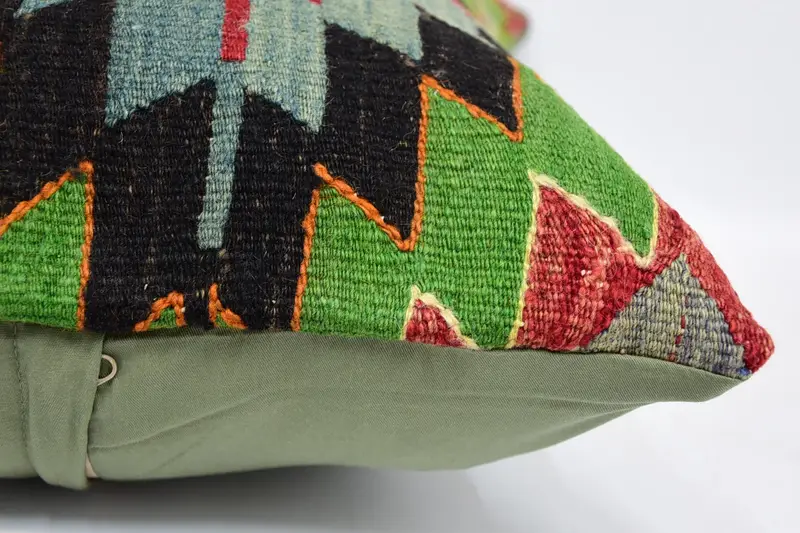 Handmade Kilim Cushion, Vintage Kilim Throw Pillow, Pillow, 16x24 Black Cushion Case, Decorative Bolster Pillow Sham, Vintage Kilim Pillow - 5
