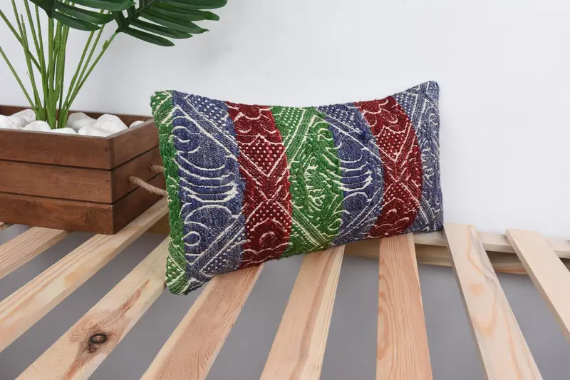 Pillow for Couch, Gift Pillow, Boho Chic Pillow Sham, Cushion Cover, Luxury Cushion Cover, Boho Pillow Sham Cover, 8x16 Blue Pillow Sham - 4