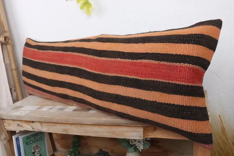 Cushion, Kilim Pillow, Designer Throw Pillow Cover, Interior Designer Pillow, 12x36 Orange Pillow Cover, Turkish Kilim Pillow - 4