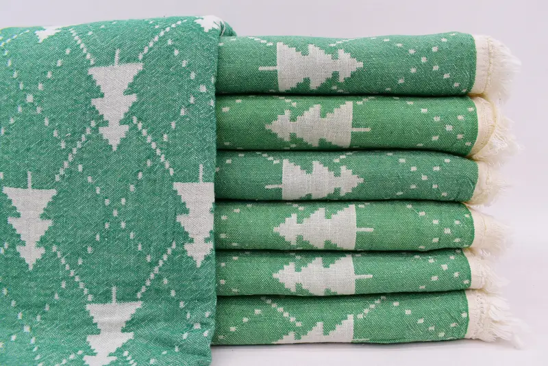Quick-dry peshtemal, Bridesmaid Gift, 84x42 Cotton Christmas Patterned Towel, Absorbent Turkish towel, Spa Towel, Bachelor Party Favors - 2