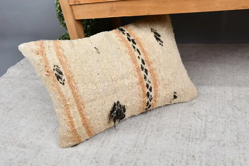 16x24 Beige Pillow Sham, Vintage Kilim Pillow, Home Decor Pillow, Turkish Rugs Pillow Cover, Boho Pillow, Meditation Pillow Sham, Pillow - 7