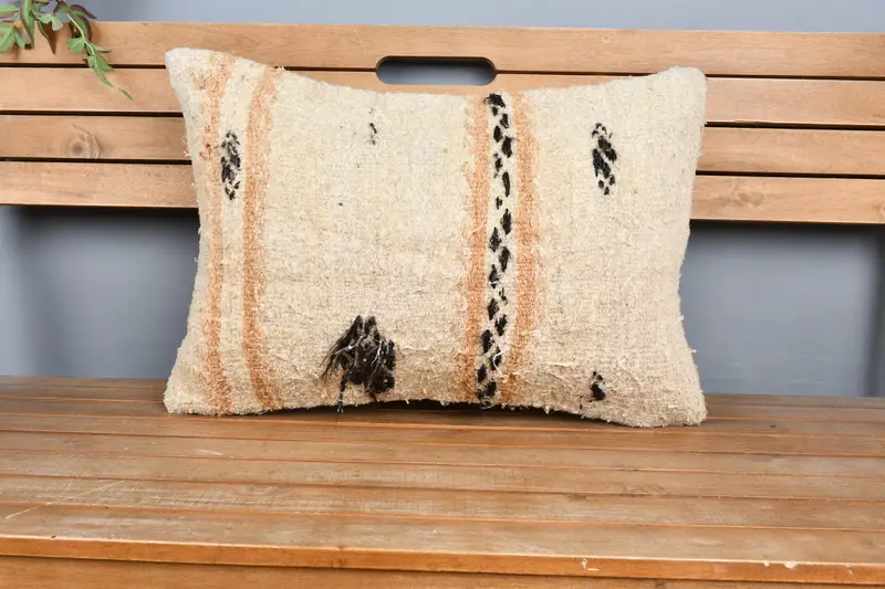 16x24 Beige Pillow Sham, Vintage Kilim Pillow, Home Decor Pillow, Turkish Rugs Pillow Cover, Boho Pillow, Meditation Pillow Sham, Pillow - 6